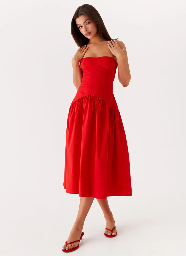 Robe Midi Corset Yvette - Rouge