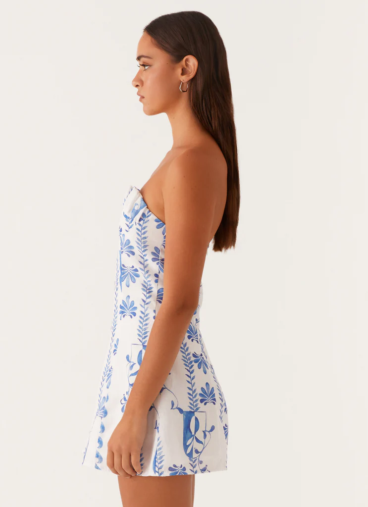 Robe Mini en Lin Tayla - Onde Florale