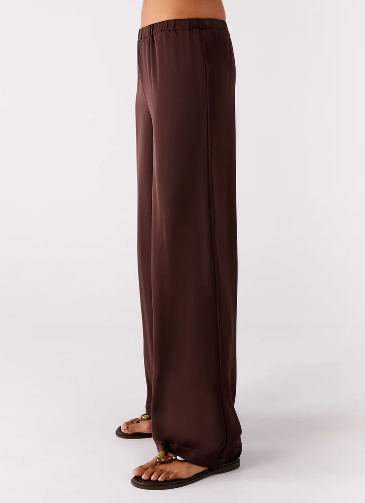 Pantalon satin Palm Cove - Chocolat