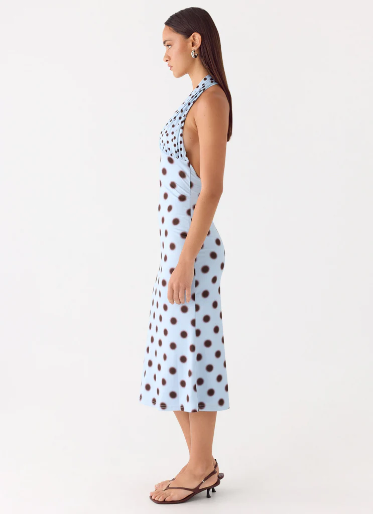 Robe Midi Awuku - Pointes Bleu Mocha