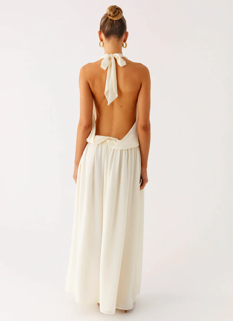 Robe maxi à bretelles Narlah - Ivoire