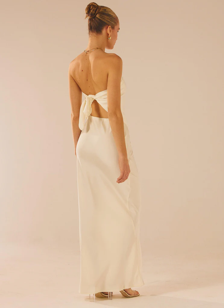 Jupe maxi satin Aria - Perle