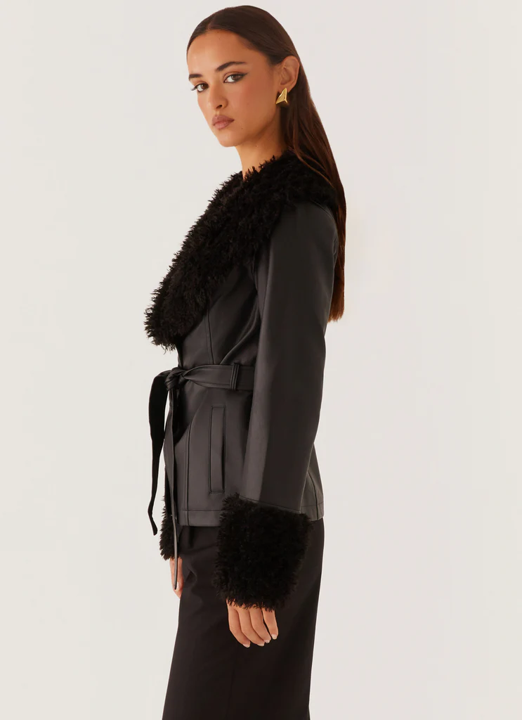 Veste Street Lights avec Faux Fourrure - Noir