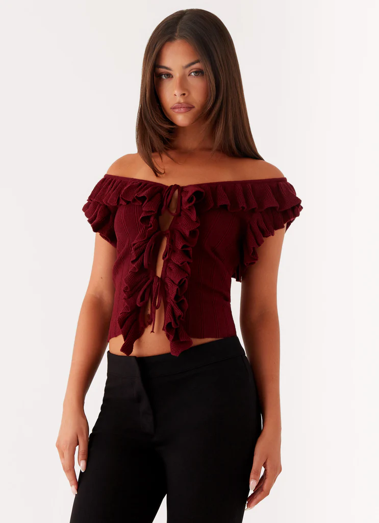 Keeta Frill Top - Bourgogne