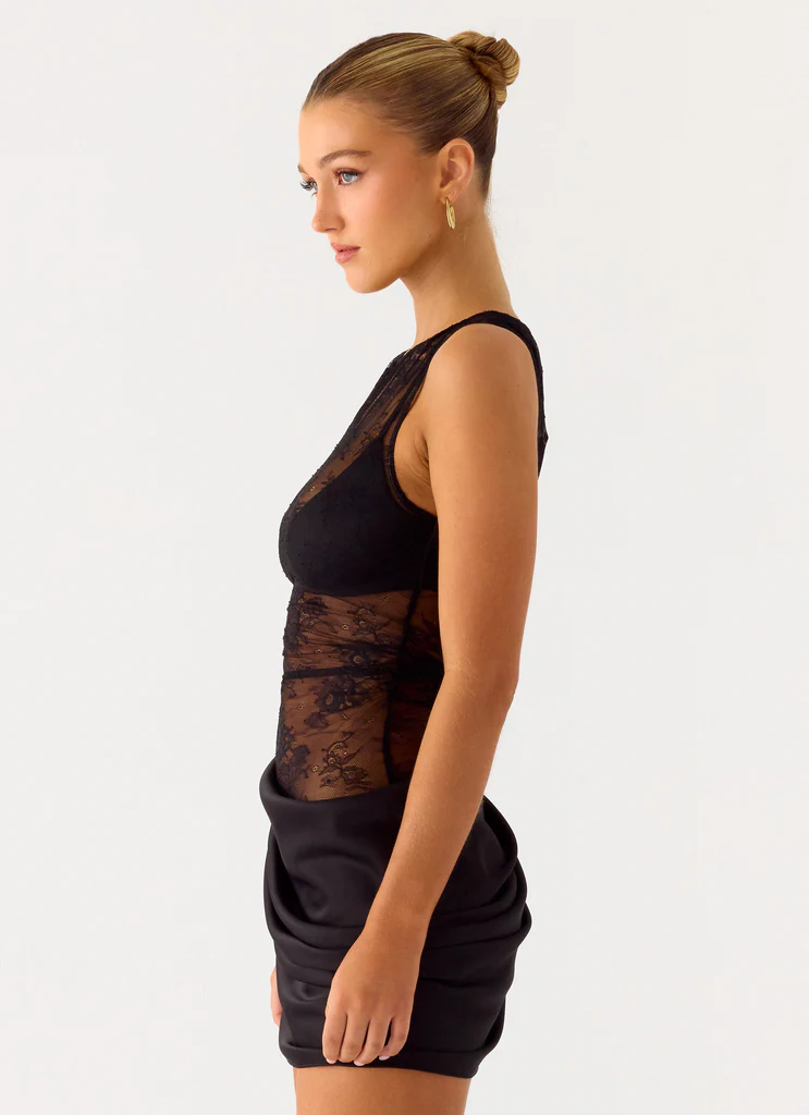 Robe Mini en Dentelle Harlem - Noir