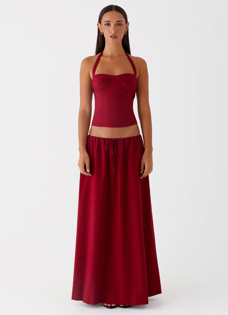 Haut bustier à bretelles Cheryl - Rouge cerise