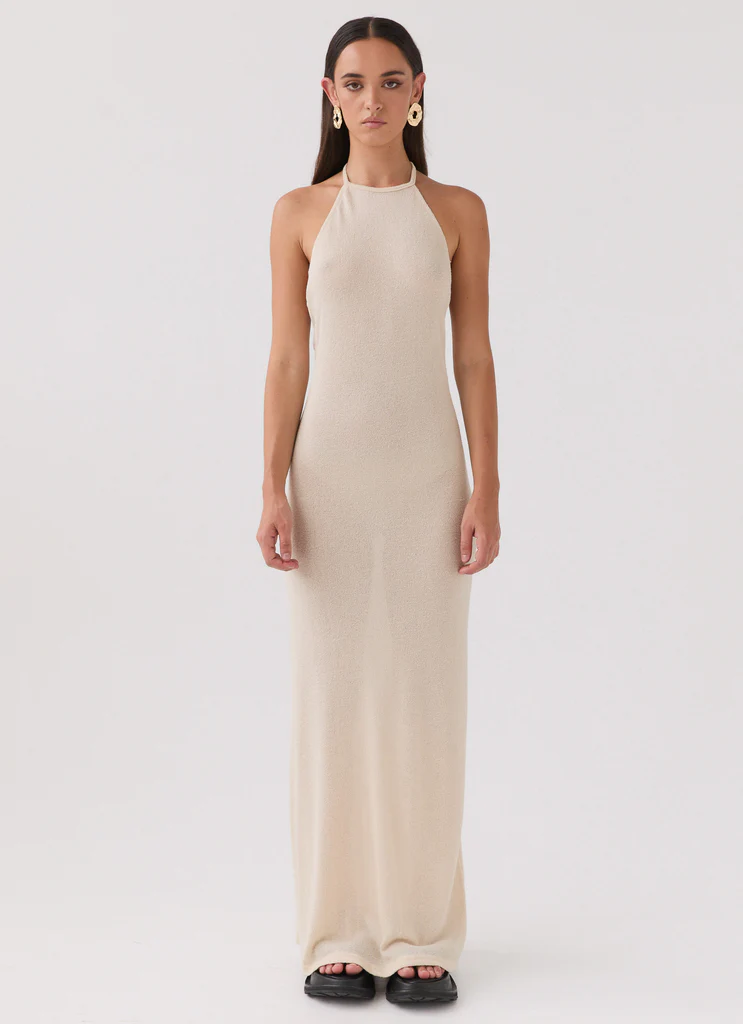 Robe maxi tricot Here With Me - Sable