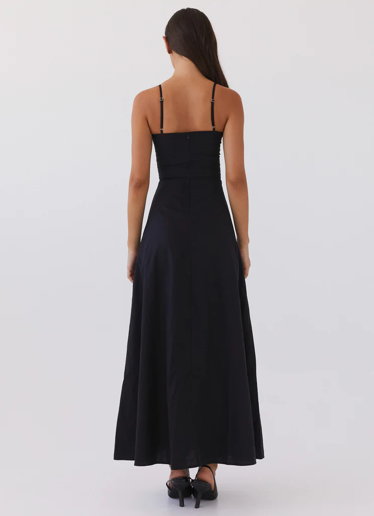 Robe maxi en lin Angelina - Noir