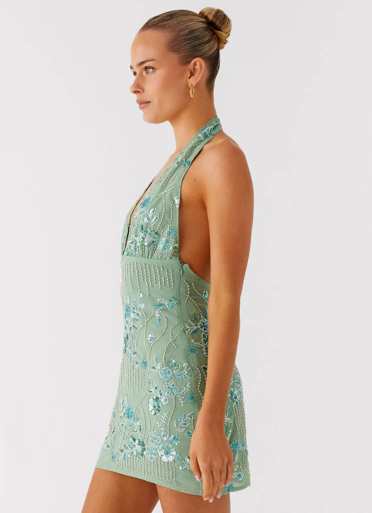 Robe Mini à Perles Monet - Menthe