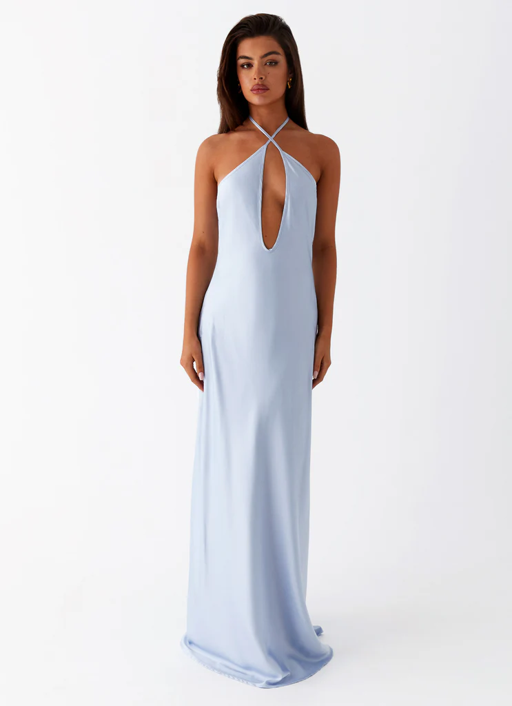 Robe maxi Noir Symphony - Bleu glace