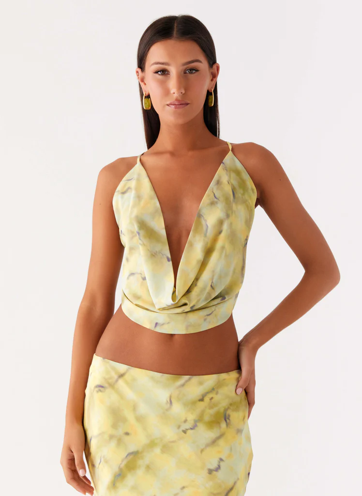 Top à collier Kylo - Jaune à motifs noués