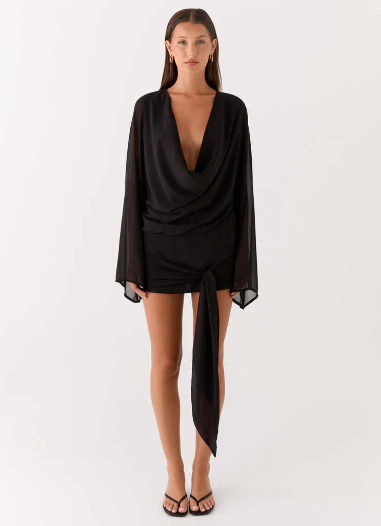 Robe mini à manches longues Sorrel - Noir