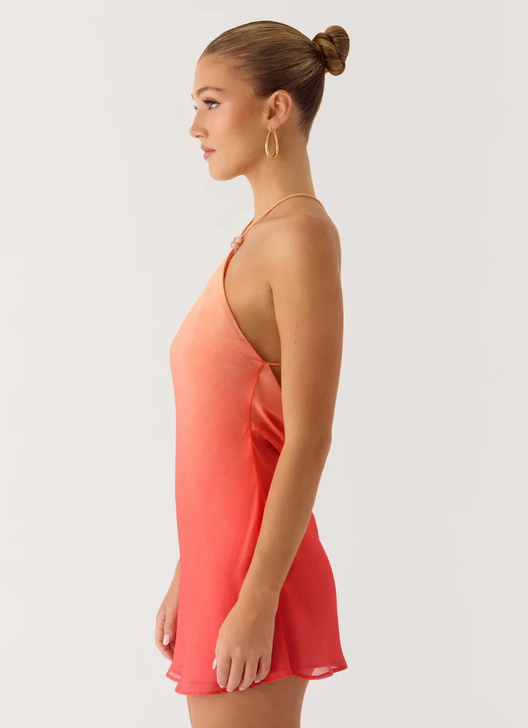 Robe mini à perles de sucre de palme - Ombré coucher de soleil
