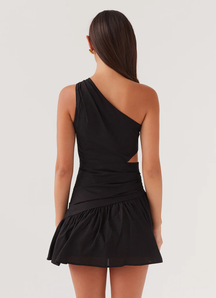 Robe mini en lin Sunkissed Hearts - Noir