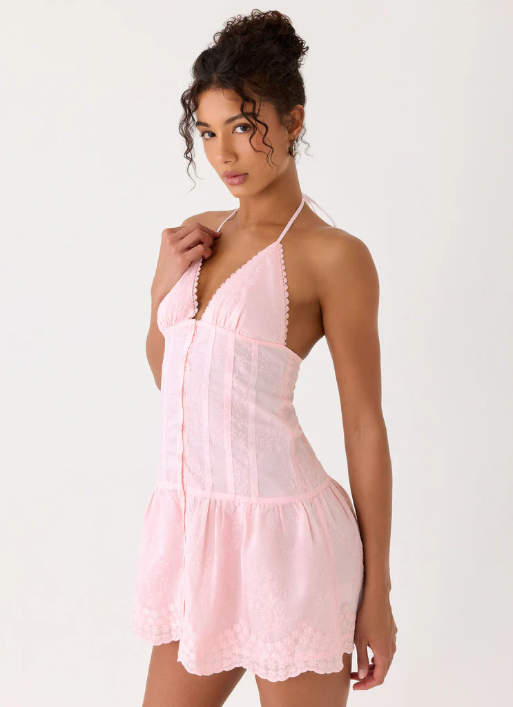 Robe Mini à Bretelles Croisées Non Stop - Rose
