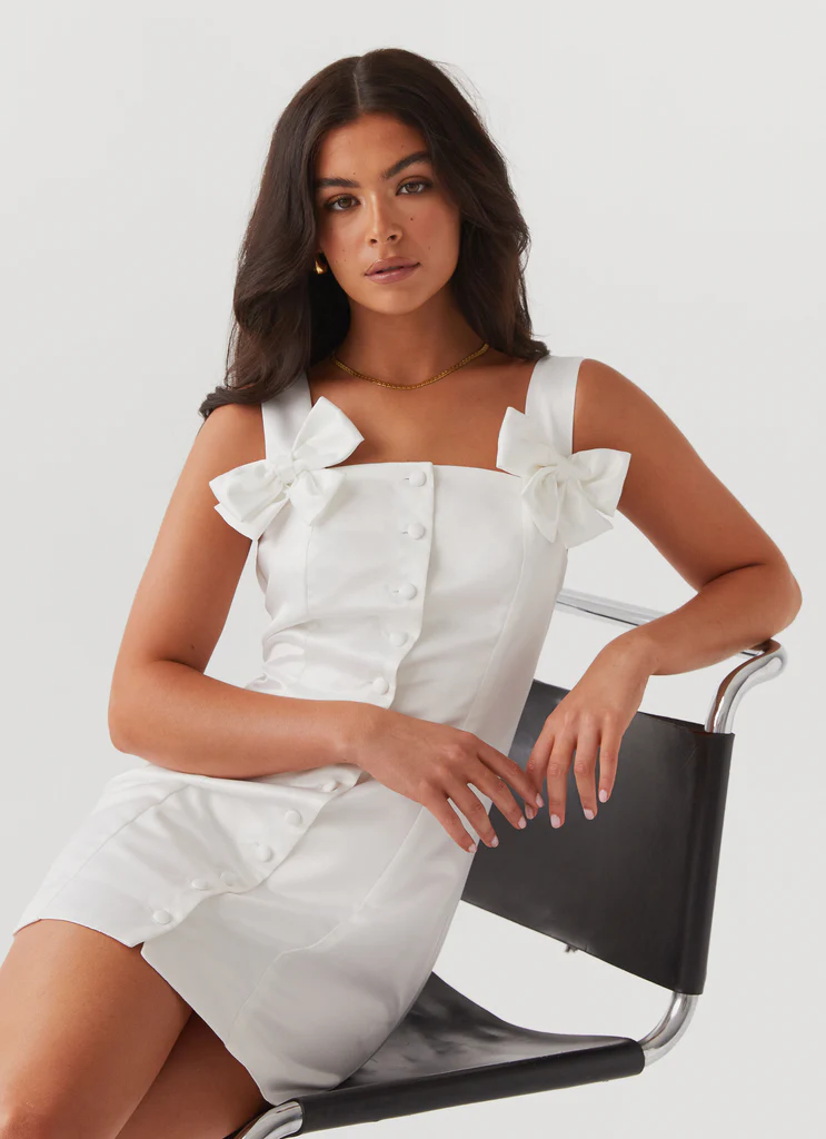Robe Mini Satin à Nœud Brielle - Blanc