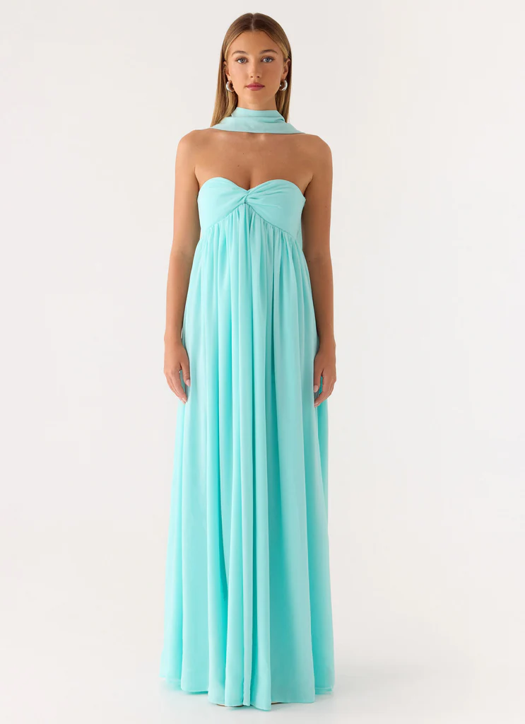 Robe maxi Celestino à écharpe – Aqua Robe maxi Celestino à écharpe - Aqua