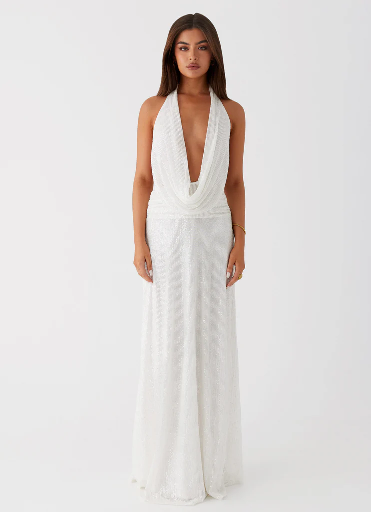 Robe maxi Strass Elysia - Blanc