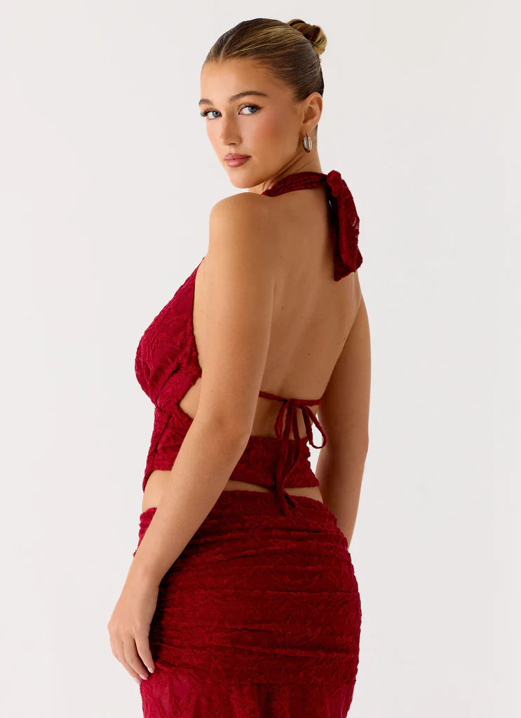 Haut à bretelles Farruko Jacquard - Cherry foncé