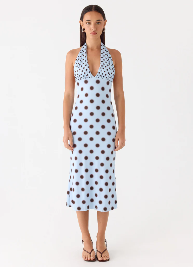 Robe Midi Awuku - Pointes Bleu Mocha