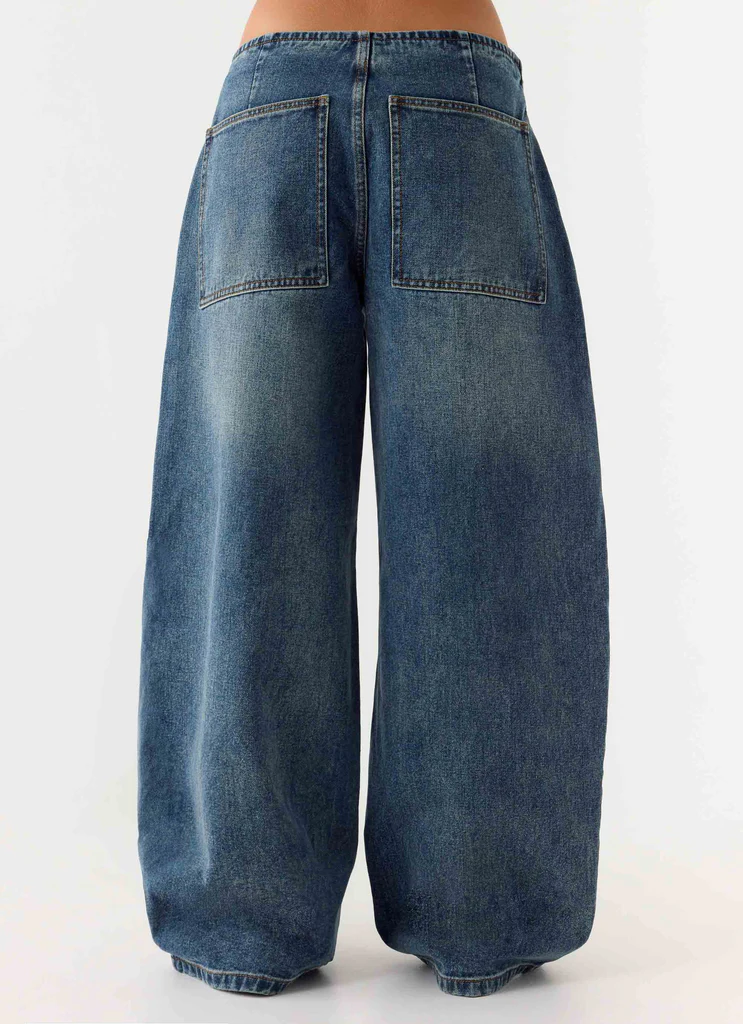 Jean Denim Lavé à Taille Basse Seethal - Bleu Moyen