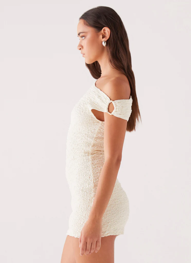 Robe Mini Épaulette Farah – Blanc Robe Mini Épaulette Farah - Blanc