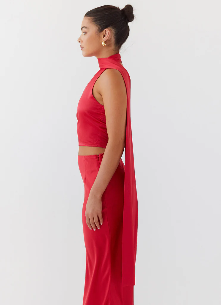 Top écharpe en satin Josefina - Rouge