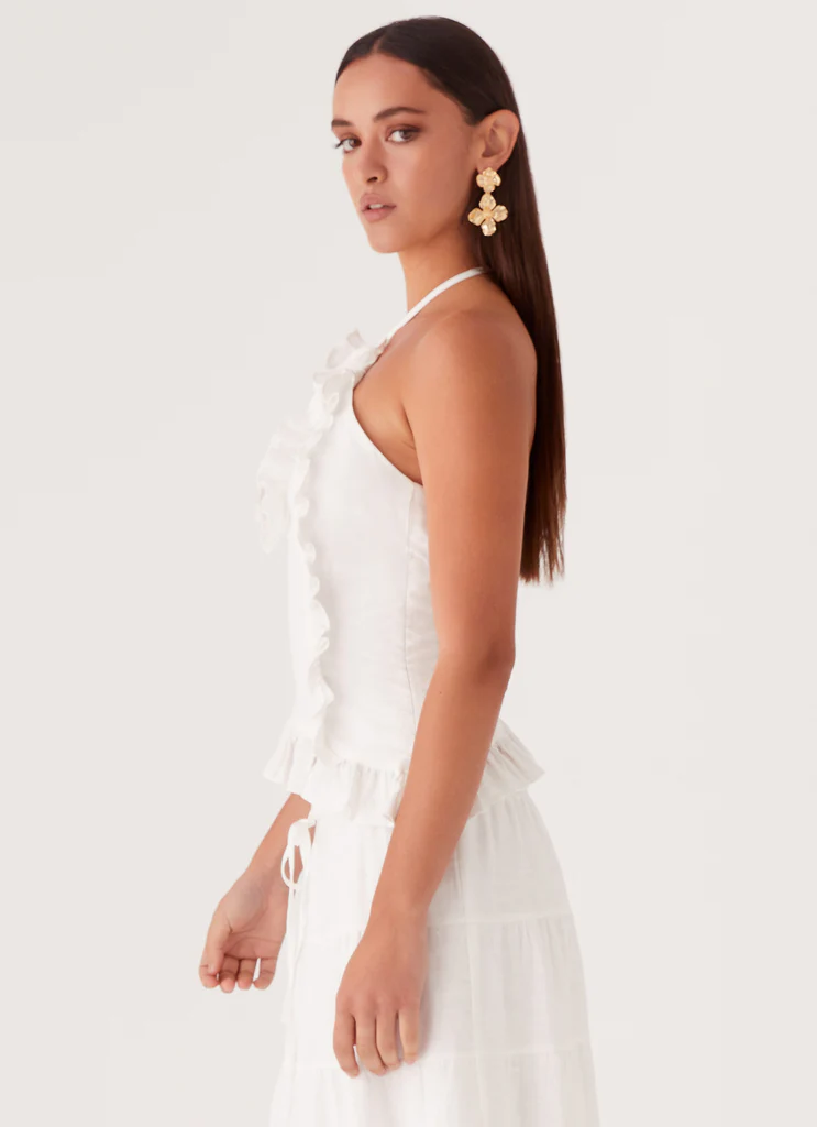 Top en lin Mariella - Blanc