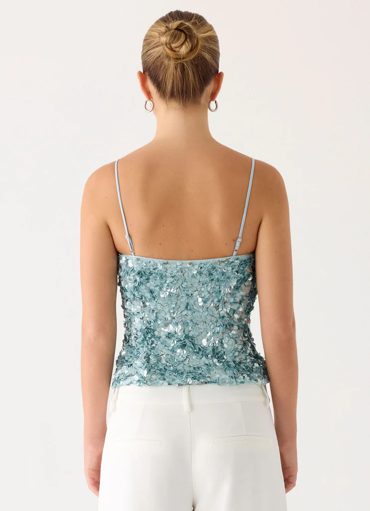 Top en paillettes Alayna - Aqua
