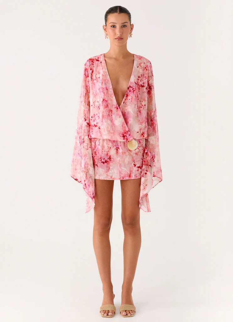 Robe Mini à Manches Longues Junia – Rose Robe Mini à Manches Longues Junia - Rose