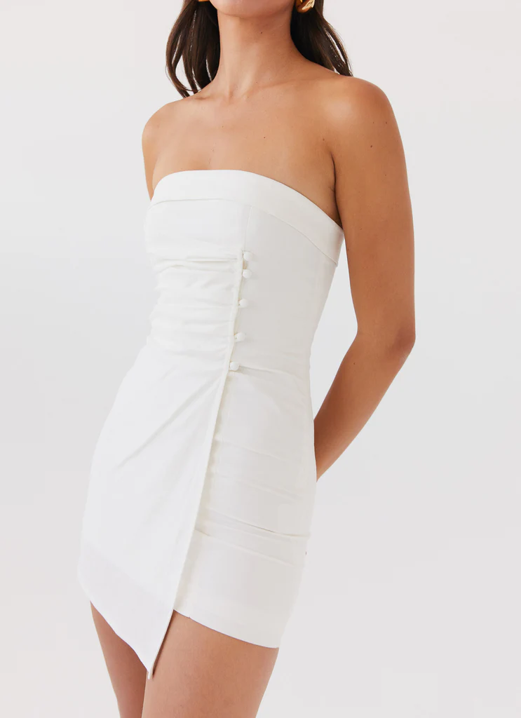 Robe Mini Tube en Lin Lavinia - Blanc