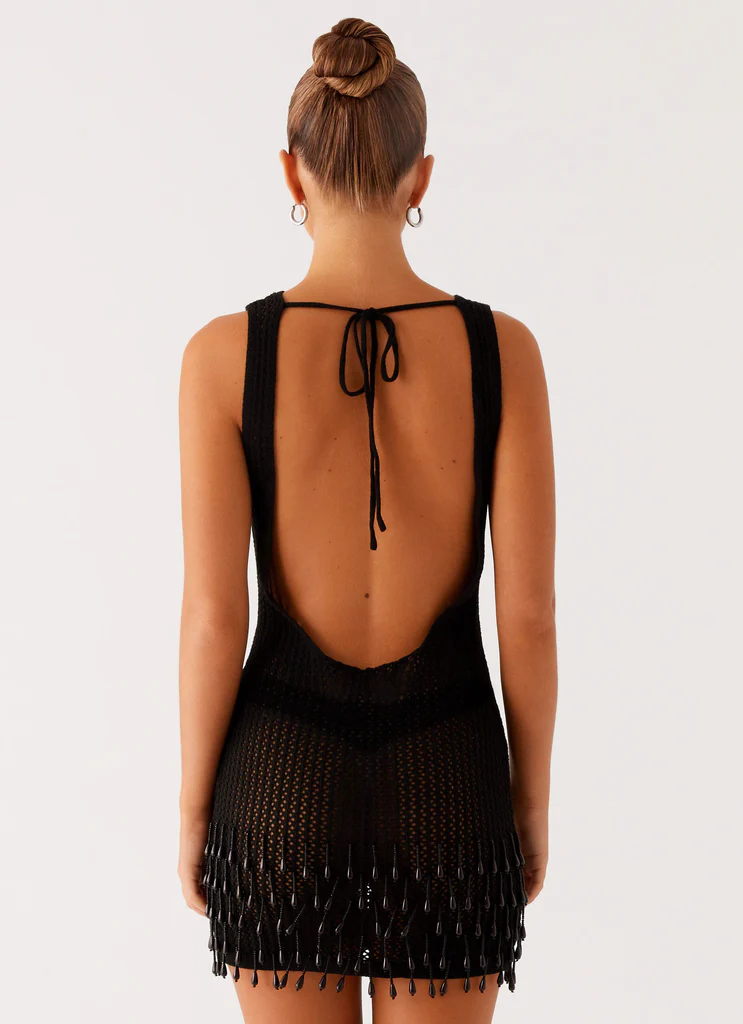 Robe mini à broderies perlées Miracle - Noir