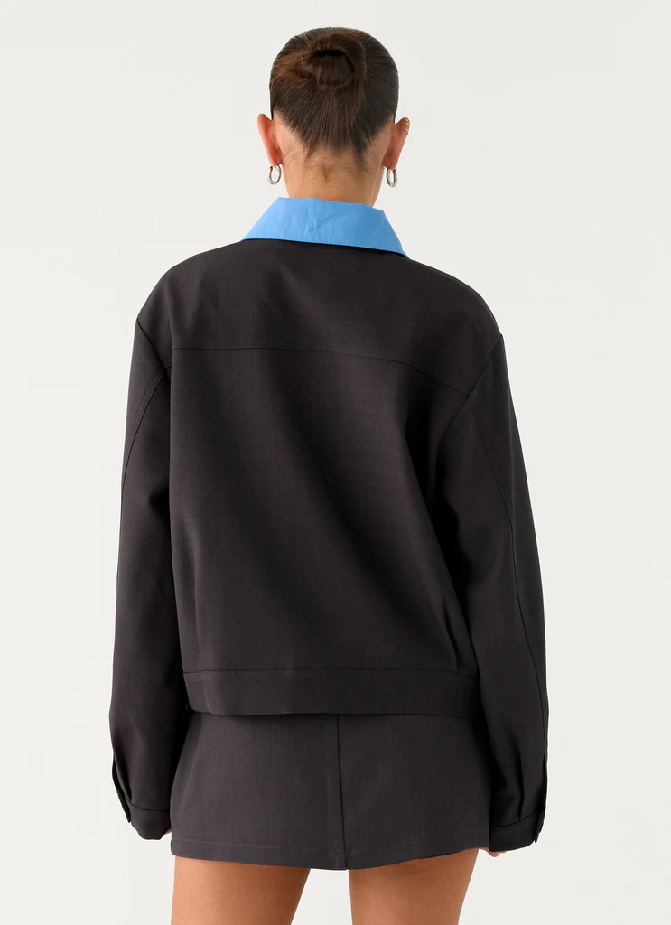 Veste de costume Harlee Poplin - Gris anthracite