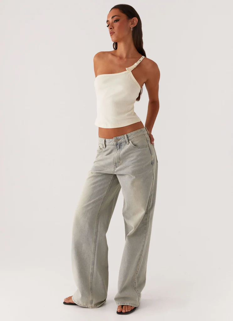 Jean denim Keanna à taille basse - Vintage