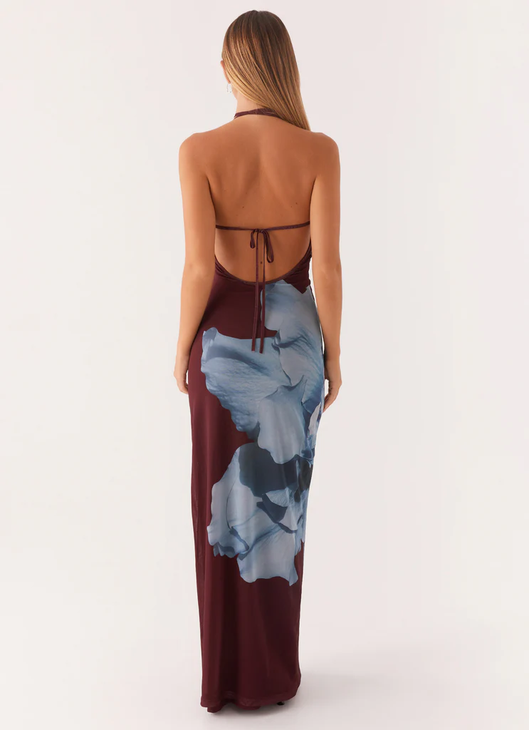Robe maxi à bretelles Dayana - Imprimé bordeaux