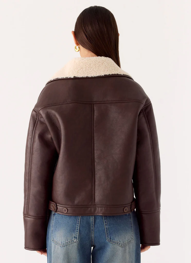 Manteau court à double face Demine - Chocolat