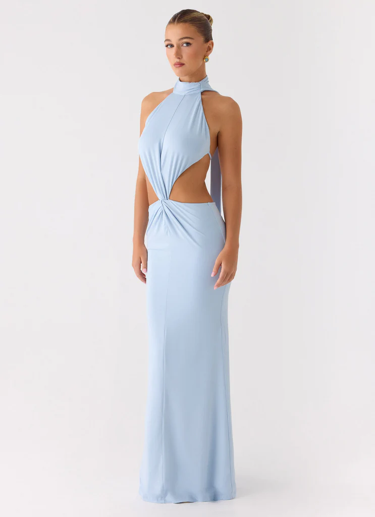 Robe Maxi Signes d'Alerte - Bleu