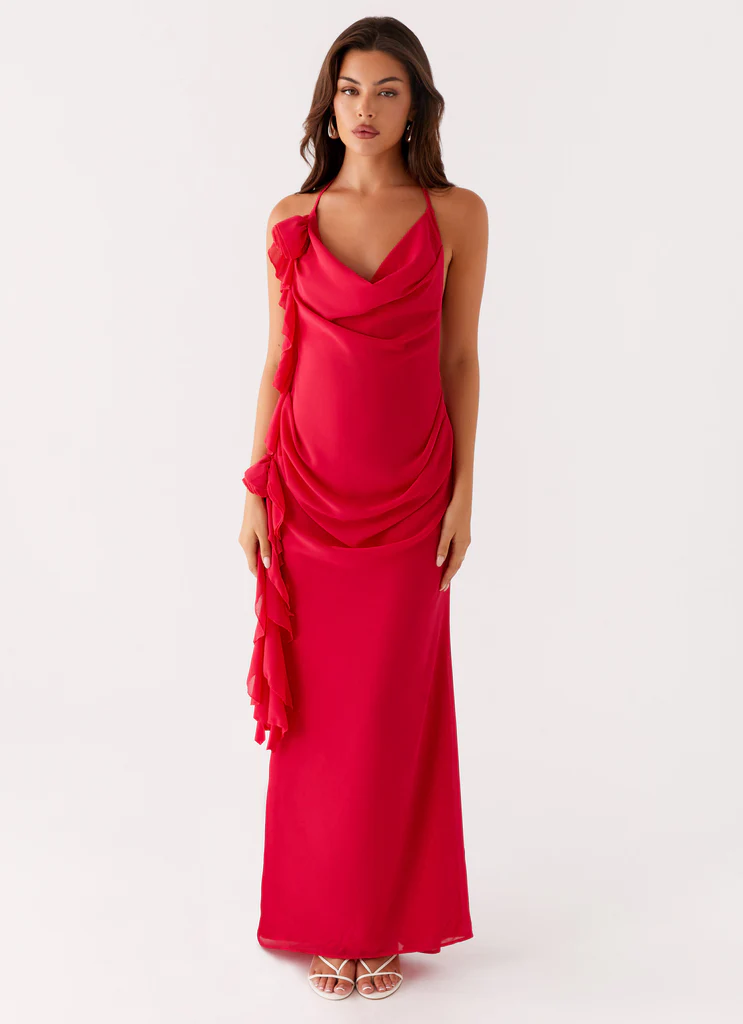Robe maxi à bretelles Diedre Rose - Framboise