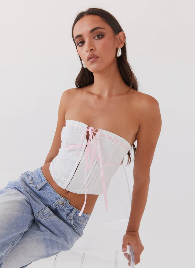Haut bustier All My Affection - Ruban rose