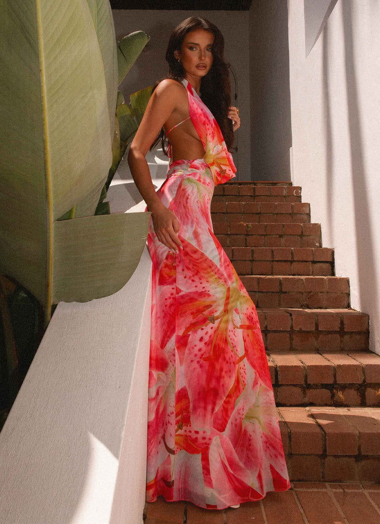 Robe Maxi en Maille Elysia - Blanc Rose Lilly