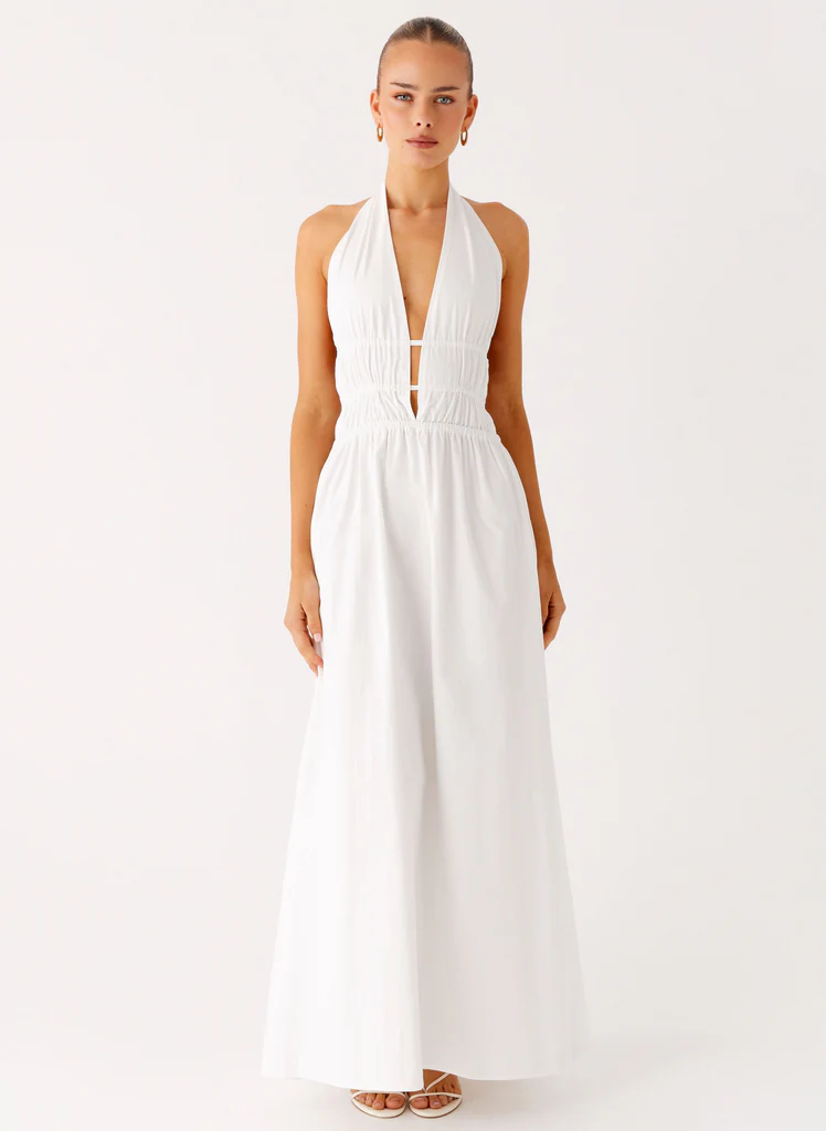 Robe maxi à bretelles Figaro - Blanc