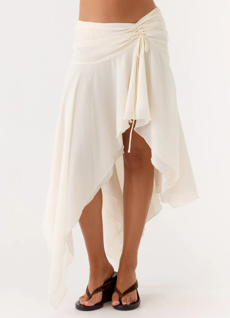 Jupe Midi Asymétrique Abeda - Ivoire