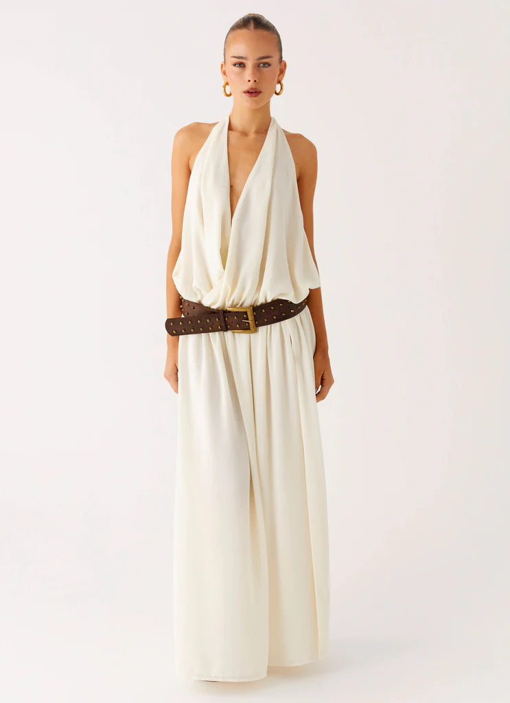 Robe maxi à bretelles Narlah - Ivoire