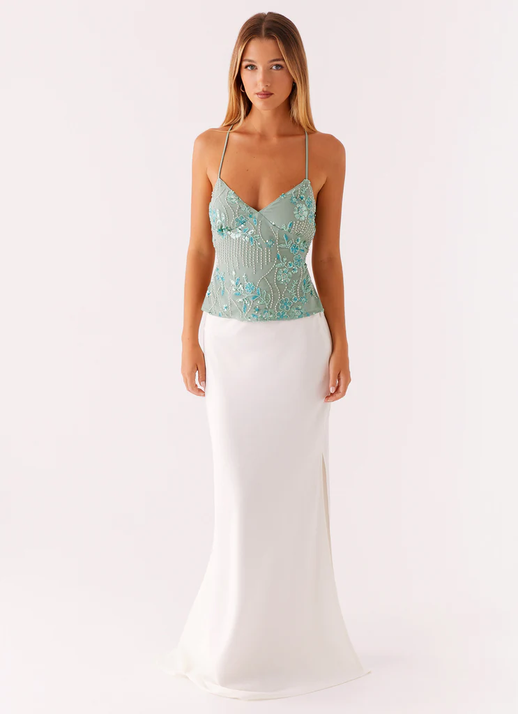 Haut camisole en paillettes Kamilla - Menthe
