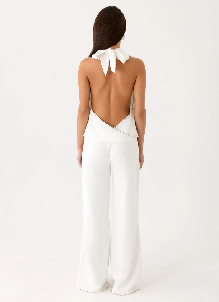 Pantalons Ashika à paillettes - Blanc