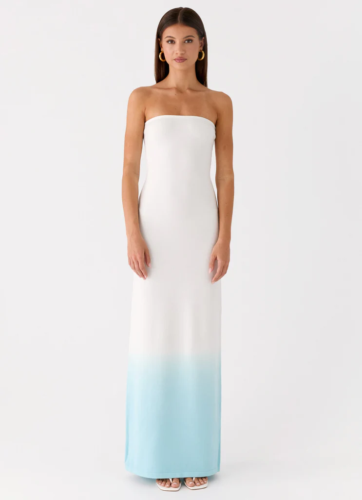 Robe maxi tricot douce et discrète - Bleu ombre