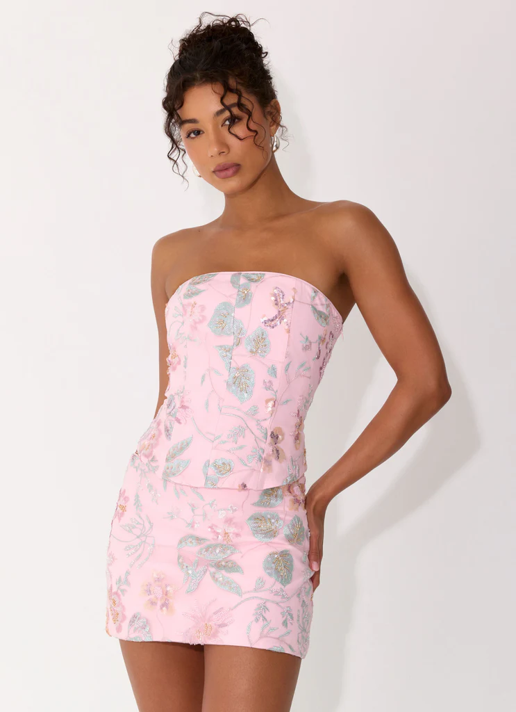 Haut de corset sans bretelles Solaire - Rose