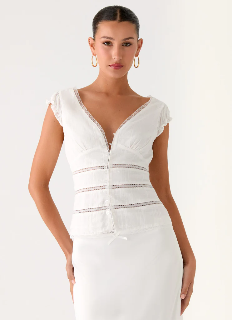 Top Ruann à Dentelle - Blanc