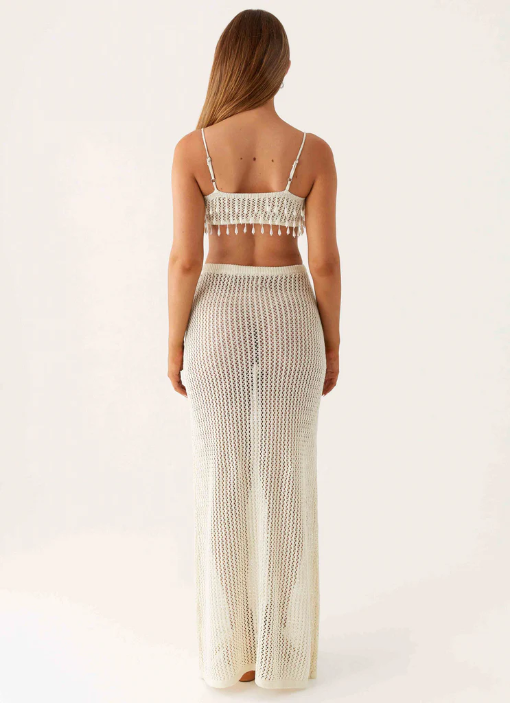 Robe maxi au crochet Shellbound – Ivoire Robe maxi au crochet Shellbound - Ivoire