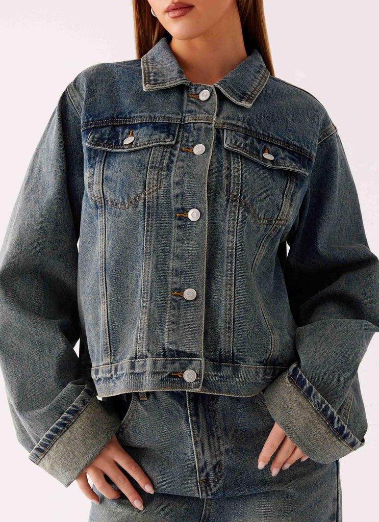 Manteau en denim oversize Back Again - Lavage sale